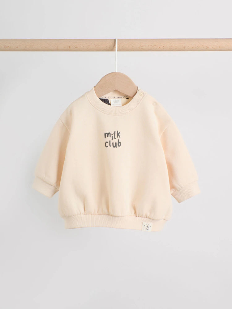 |BabyBoy| Conjunto De Moletom e Leggings Estampados Neutral/Cow Milk Club Para Bebês (0 meses a 2 anos)