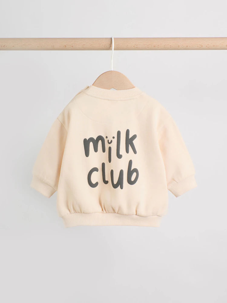 |BabyBoy| Conjunto De Moletom e Leggings Estampados Neutral/Cow Milk Club Para Bebês (0 meses a 2 anos)