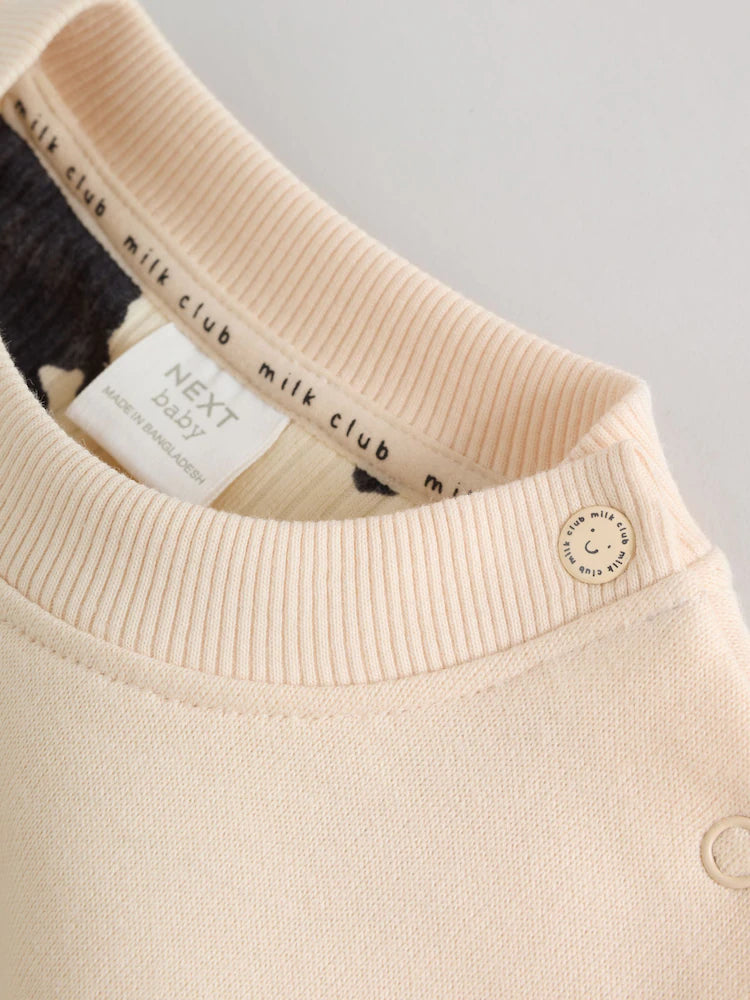 |BabyBoy| Conjunto De Moletom e Leggings Estampados Neutral/Cow Milk Club Para Bebês (0 meses a 2 anos)