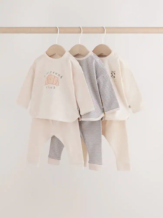 |BabyBoy| Conjunto De Blusa e Legging Para Bebê Da Linha Neutral Brunch Club, 6 Peças (0 meses a 2 anos)
