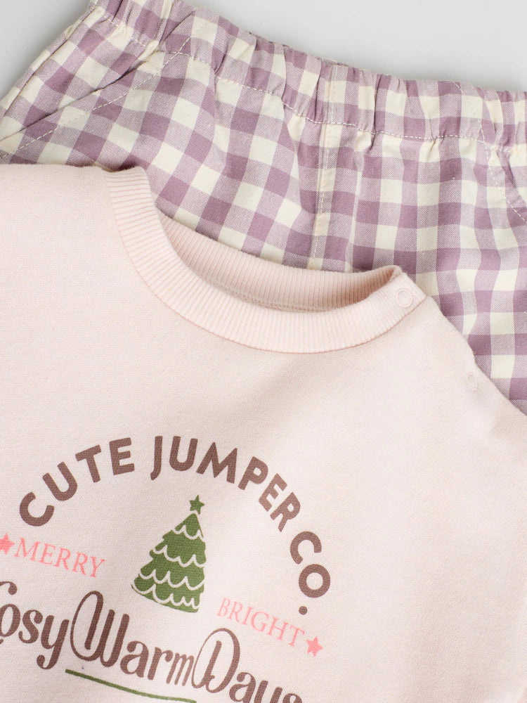 |BabyGirl| Conjunto De 2 Peças De Suéter e Calça Rosa Para Bebê (0 meses a 2 anos)