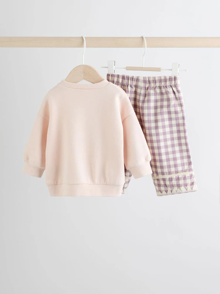 |BabyGirl| Conjunto De 2 Peças De Suéter e Calça Rosa Para Bebê (0 meses a 2 anos)