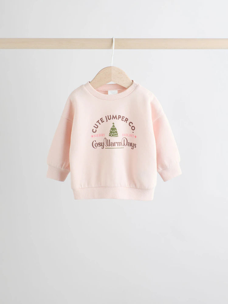 |BabyGirl| Conjunto De 2 Peças De Suéter e Calça Rosa Para Bebê (0 meses a 2 anos)