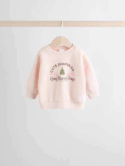 |BabyGirl| Conjunto De 2 Peças De Suéter e Calça Rosa Para Bebê (0 meses a 2 anos)