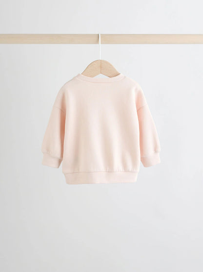 |BabyGirl| Conjunto De 2 Peças De Suéter e Calça Rosa Para Bebê (0 meses a 2 anos)