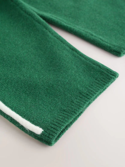 |Girl| Conjunto De Suéter De Gola Redonda e Calça De Moletom NYC Em Tricô Verde Escuro (3 meses a 7 anos)