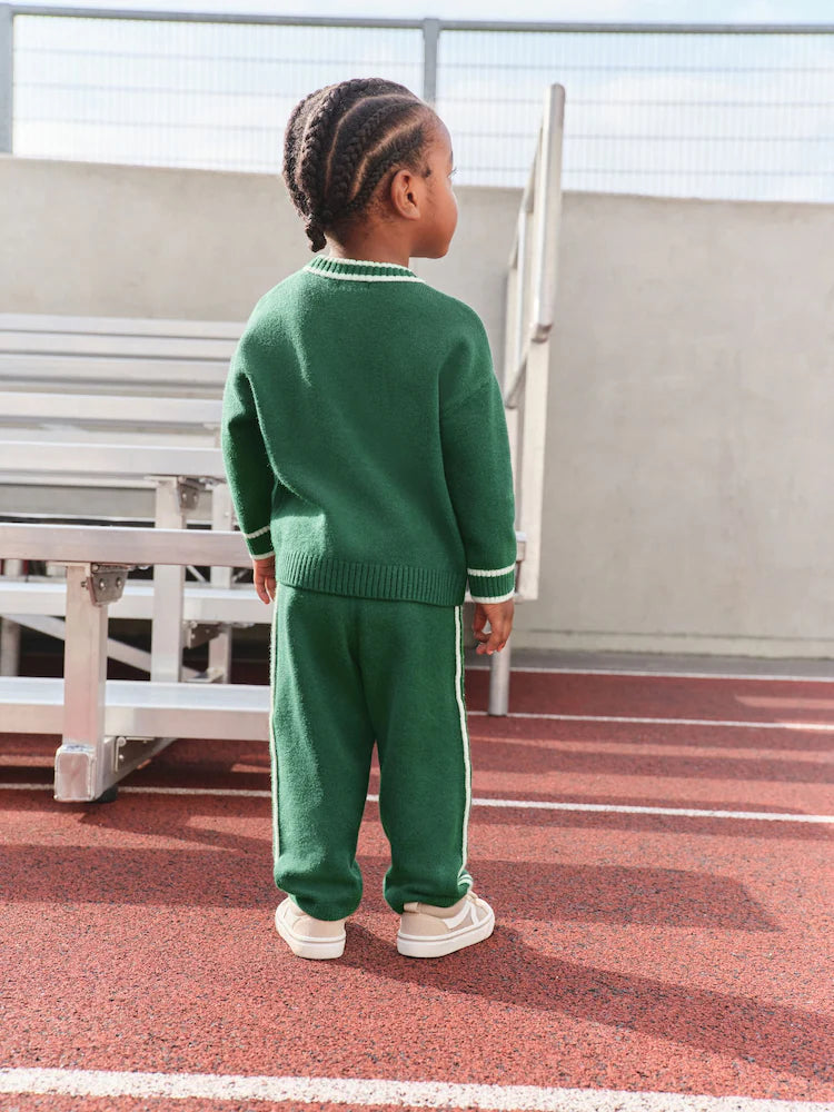 |Girl| Conjunto De Suéter De Gola Redonda e Calça De Moletom NYC Em Tricô Verde Escuro (3 meses a 7 anos)