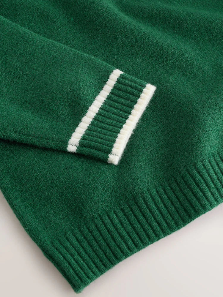 |Girl| Conjunto De Suéter De Gola Redonda e Calça De Moletom NYC Em Tricô Verde Escuro (3 meses a 7 anos)