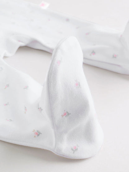 |BabyBoy| Conjunto De 3 Macacões De Dormir Para Bebês Com Gola Branca/Rosa