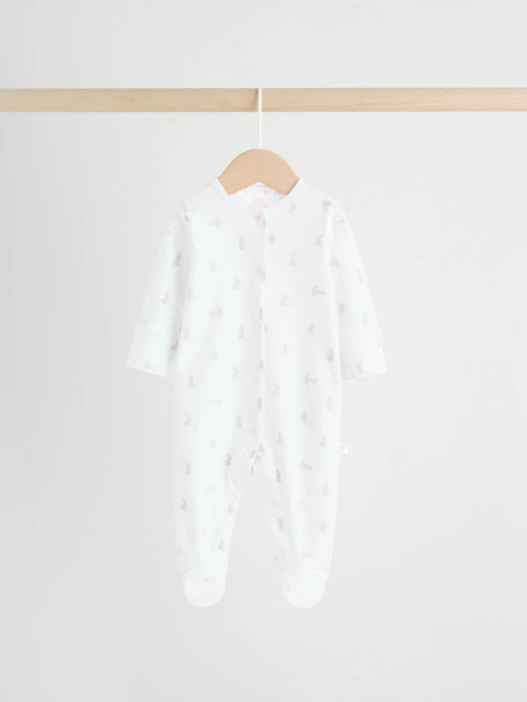 |BabyBoy| Conjunto De 3 Macacões De Dormir Para Bebês Com Gola Branca/Rosa