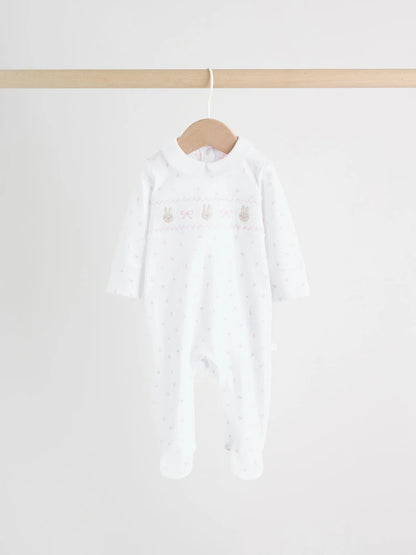 |BabyBoy| Conjunto De 3 Macacões De Dormir Para Bebês Com Gola Branca/Rosa