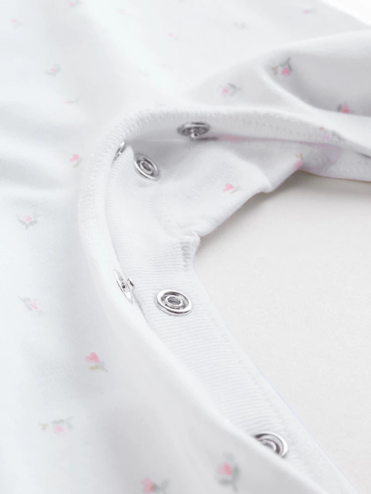 |BabyBoy| Conjunto De 3 Macacões De Dormir Para Bebês Com Gola Branca/Rosa