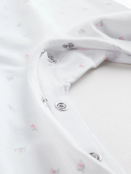 |BabyBoy| Conjunto De 3 Macacões De Dormir Para Bebês Com Gola Branca/Rosa