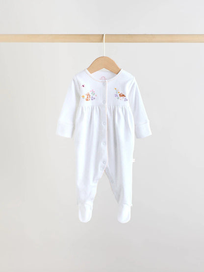 |BabyGirl| Conjunto De 3 Macacões Rosa Com Estampa De Coelhinho Para Bebês (0-2 anos)