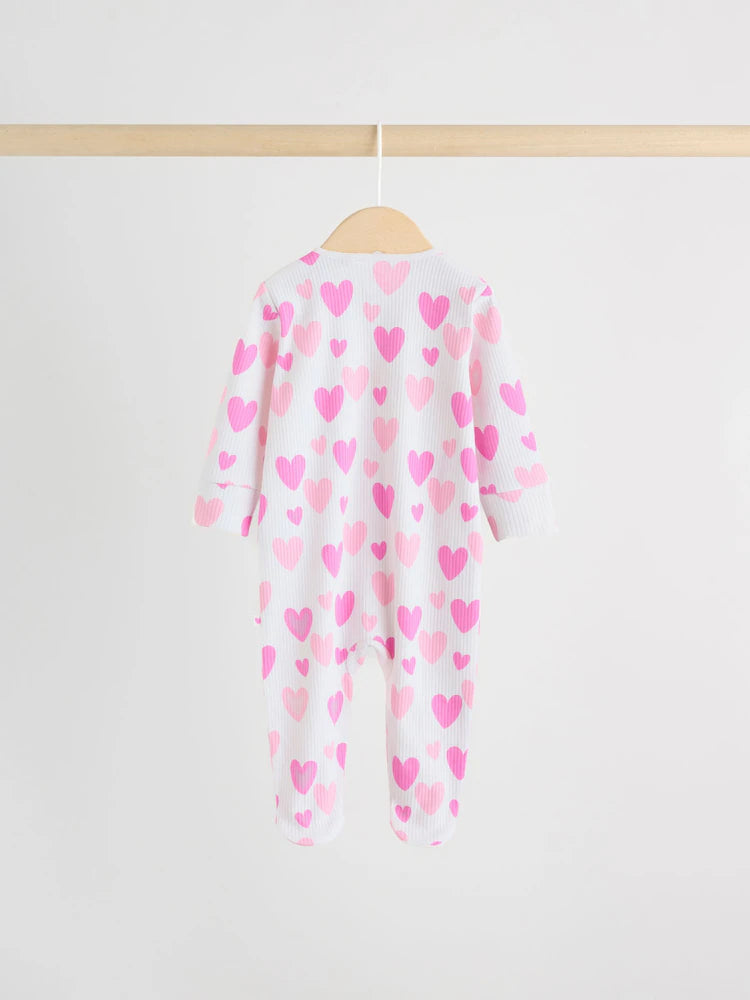 |BabyGirl| Conjunto De 3 Macacões De Dormir Rosa Com Zíper Duplo Para Bebês (0-2 anos)