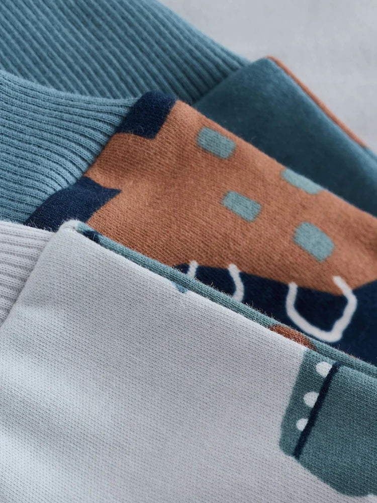 |Boy| Conjunto De 3 Pijamas Aconchegantes Com Estampa De Dinossauro Nas Cores Azul-Marinho e cinza (9 meses a 8 anos)
