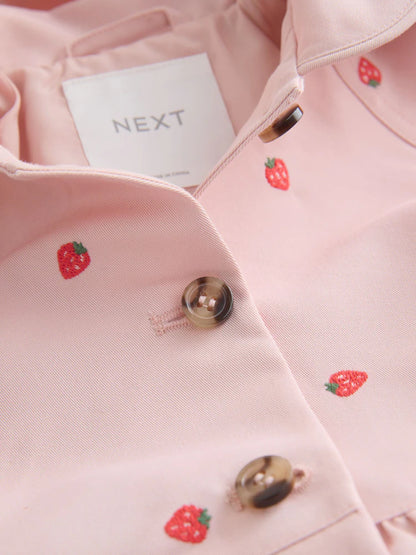 |Girl| Casaco Rosa Bordado, Resistente à água e Com Botões Frontais (3 meses a 7 anos)