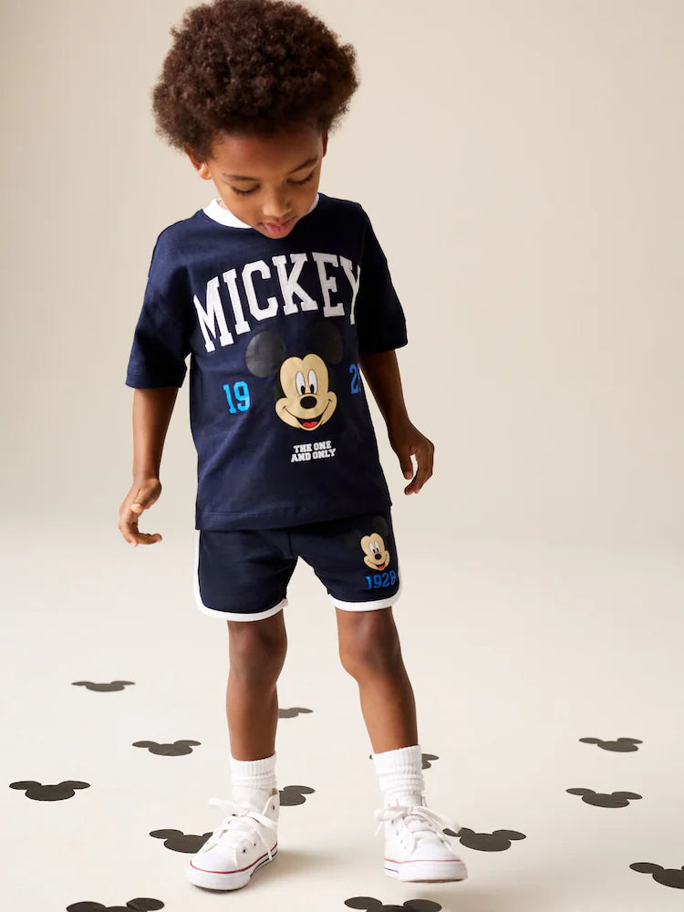 |Boy| Conjunto De Camiseta e Shorts Mickey Mouse Azul Marinho/Branco (3 meses a 8 anos)