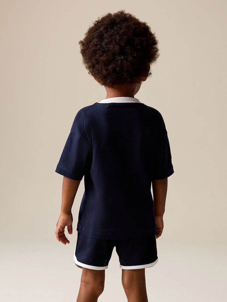 |Boy| Conjunto De Camiseta e Shorts Mickey Mouse Azul Marinho/Branco (3 meses a 8 anos)