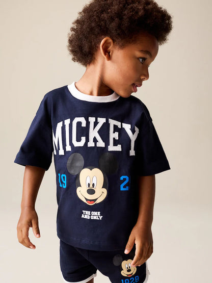 |Boy| Conjunto De Camiseta e Shorts Mickey Mouse Azul Marinho/Branco (3 meses a 8 anos)