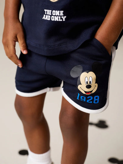 |Boy| Conjunto De Camiseta e Shorts Mickey Mouse Azul Marinho/Branco (3 meses a 8 anos)
