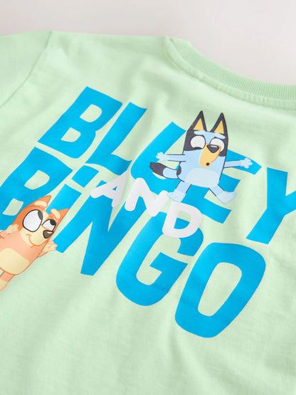 |Girl| Camiseta De Manga Curta Verde Menta Azulada (12 meses a 7 anos)