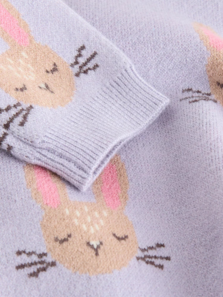 |BabyGirl| Conjunto De Suéter e Leggings De Tricô Roxo Coelho Para Bebê, 2 peças (0 meses a 2 anos)