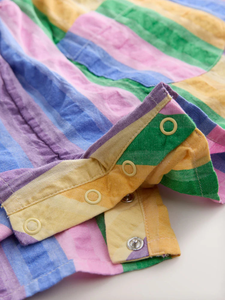 |Girl| Macacão Sem Mangas Com Listras Do Arco-íris (3 meses a 7 anos)