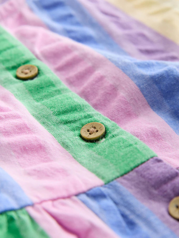 |Girl| Macacão Sem Mangas Com Listras Do Arco-íris (3 meses a 7 anos)