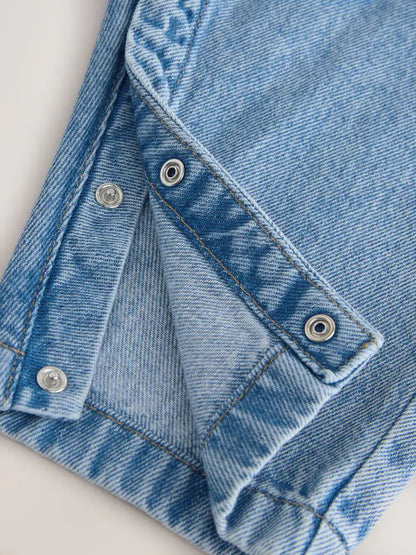 |Girl| Jardineira Jeans Azul Médio (3 meses a 7 anos)