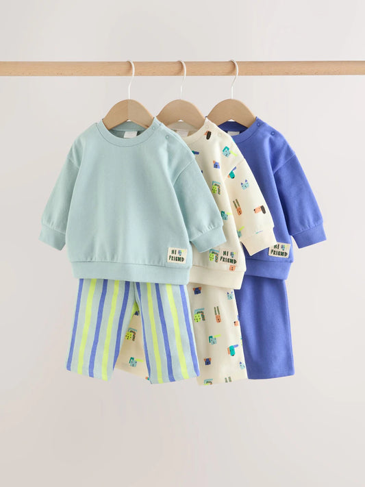 |BabyGirl| Conjunto De Moletom e Calça De Moletom Para Bebê Com Estampa De Cachorro Aazul, 6 peças (0 meses a 3 anos)