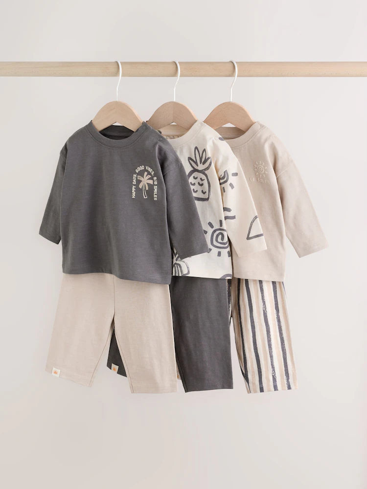 |BabyBoy| Conjunto De 6 Peças Para Bebê Com Estampa De Palmeiras Em Preto e Branco (0 meses a 3 anos)