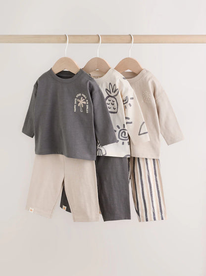 |BabyBoy| Conjunto De 6 Peças Para Bebê Com Estampa De Palmeiras Em Preto e Branco (0 meses a 3 anos)