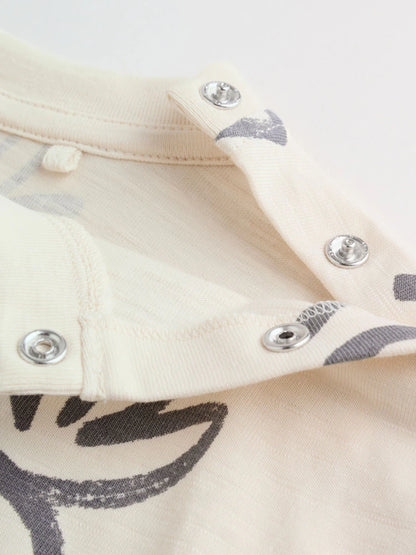 |BabyBoy| Conjunto De 6 Peças Para Bebê Com Estampa De Palmeiras Em Preto e Branco (0 meses a 3 anos)