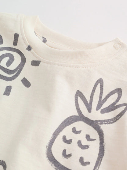 |BabyBoy| Conjunto De 6 Peças Para Bebê Com Estampa De Palmeiras Em Preto e Branco (0 meses a 3 anos)