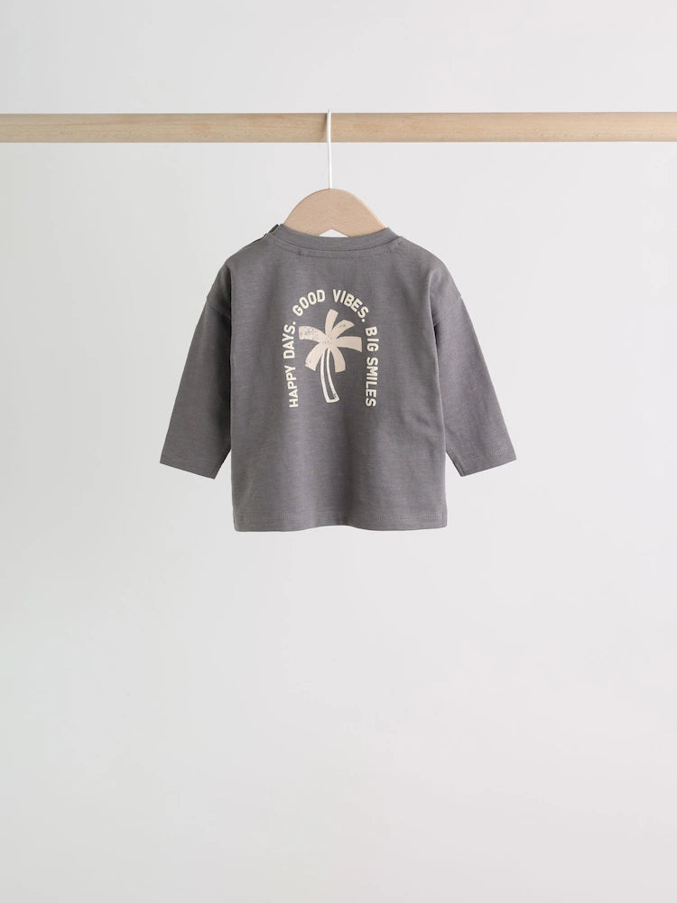 |BabyBoy| Conjunto De 6 Peças Para Bebê Com Estampa De Palmeiras Em Preto e Branco (0 meses a 3 anos)