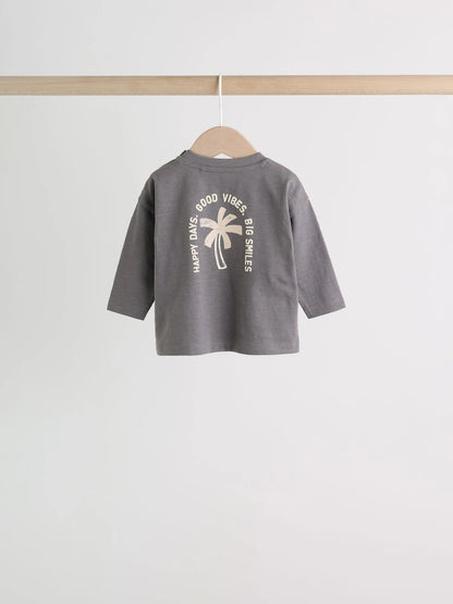 |BabyBoy| Conjunto De 6 Peças Para Bebê Com Estampa De Palmeiras Em Preto e Branco (0 meses a 3 anos)