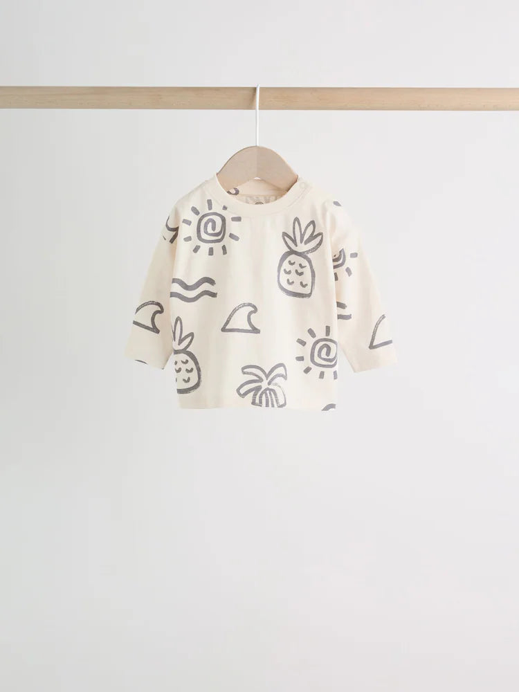 |BabyBoy| Conjunto De 6 Peças Para Bebê Com Estampa De Palmeiras Em Preto e Branco (0 meses a 3 anos)