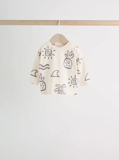 |BabyBoy| Conjunto De 6 Peças Para Bebê Com Estampa De Palmeiras Em Preto e Branco (0 meses a 3 anos)