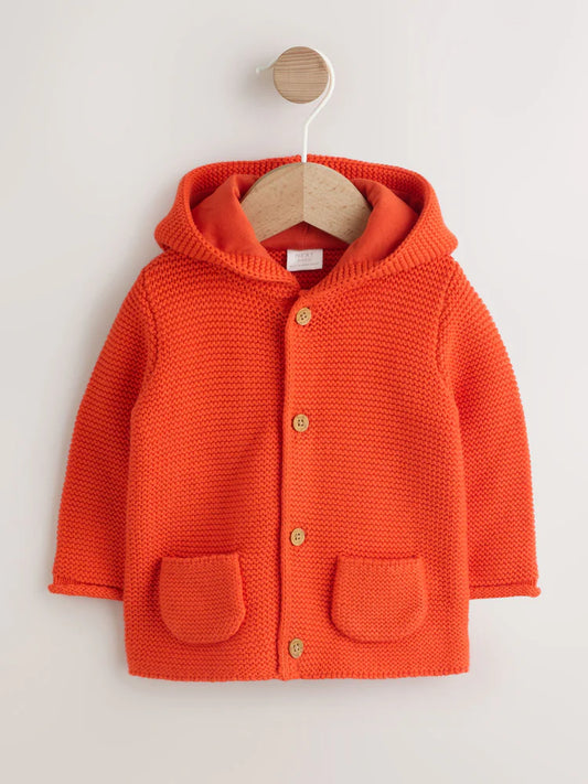 |BabyBoy| Casaquinho De Tricô Laranja Para Bebê (0 meses a 2 anos)