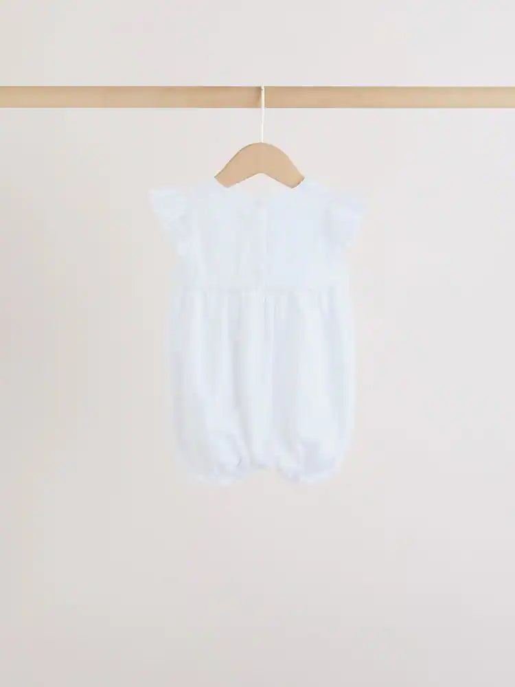 |BabyGirl| Conjunto De 3 Macacões De Bebê Com Bordado Floral Roxo e Branco