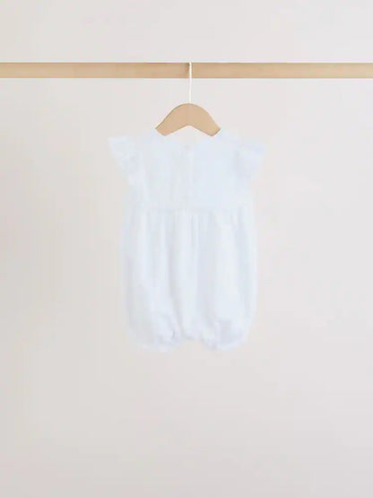 |BabyGirl| Conjunto De 3 Macacões De Bebê Com Bordado Floral Roxo e Branco