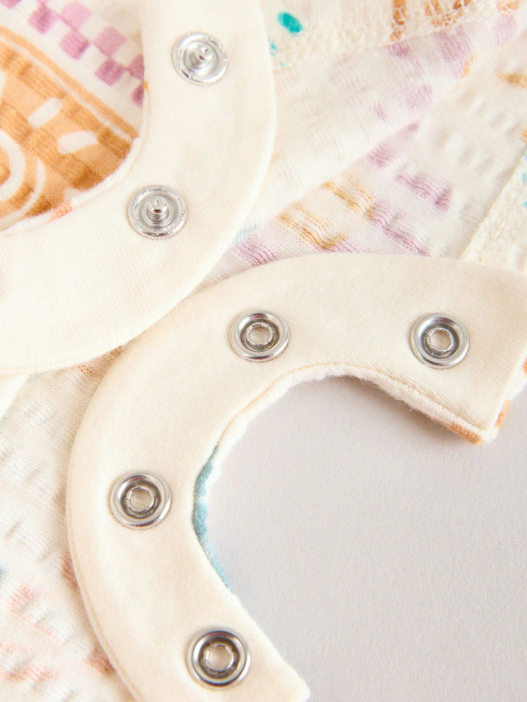 |BabyGirl| Conjunto Com 2 Macacões De Bebê Em Malha Estampada Estilo Escandinavo Natural