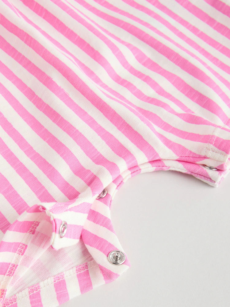 |BabyGirl| Conjunto Com 3 Macacões Listrados Multicores