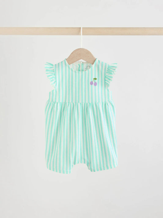 |BabyGirl| Conjunto Com 3 Macacões Listrados Multicores