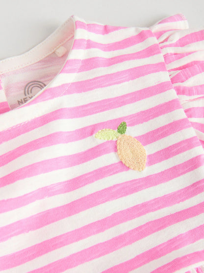 |BabyGirl| Conjunto Com 3 Macacões Listrados Multicores