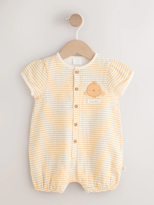 |BabyBoy| Macacão Infantil Amarelo Com Estampa De Pintinho (0 meses a 3 anos)