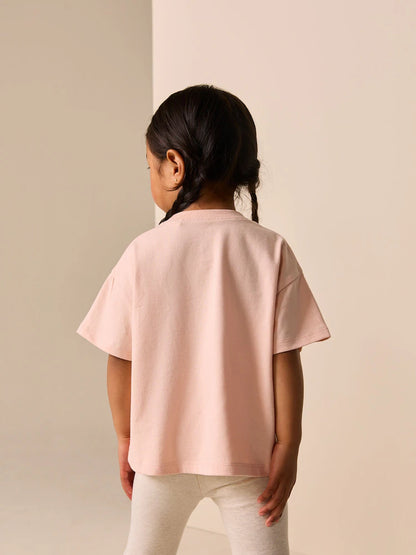 |Girl| Camiseta De Manga Curta Com Estampa De Flores Rosa (3 meses a 7 anos)