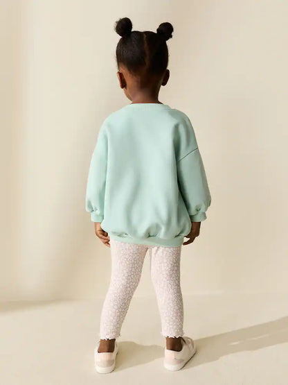 |Girl| Conjunto De Moletom e Leggings Azul Claro Com Estampa De Fada (3 meses a 7 anos)