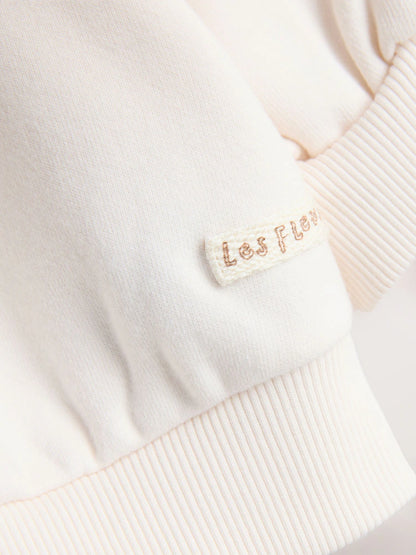 |Girl| Conjunto Cream Bunny Hey Hi com Blusa De Moletom e Calça Pantalona (3 meses a 7 anos)